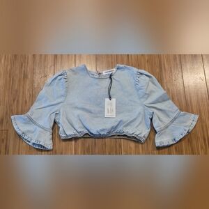 💚 NWT We Wore What Light Blue Denim Crop Top
